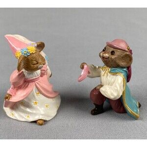 1994 Hallmark Miniatures Princess Mouse and Mouse with Slipper Figurines 1.75"
